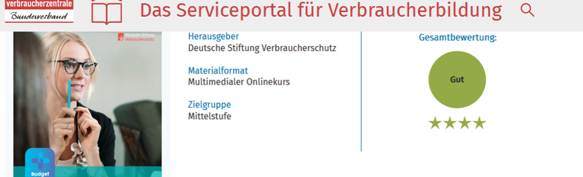 Bewertung Materialkompass der Verbraucherbildung